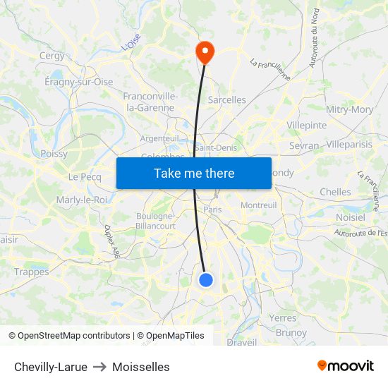 Chevilly-Larue to Moisselles map