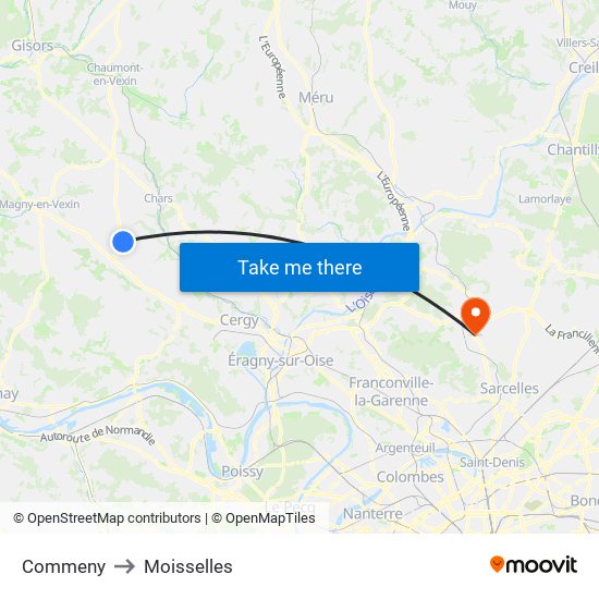 Commeny to Moisselles map