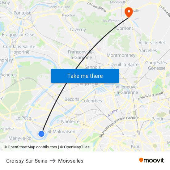 Croissy-Sur-Seine to Moisselles map
