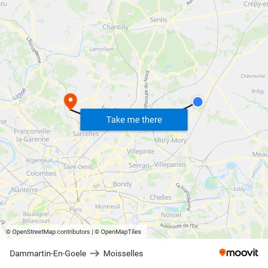 Dammartin-En-Goele to Moisselles map