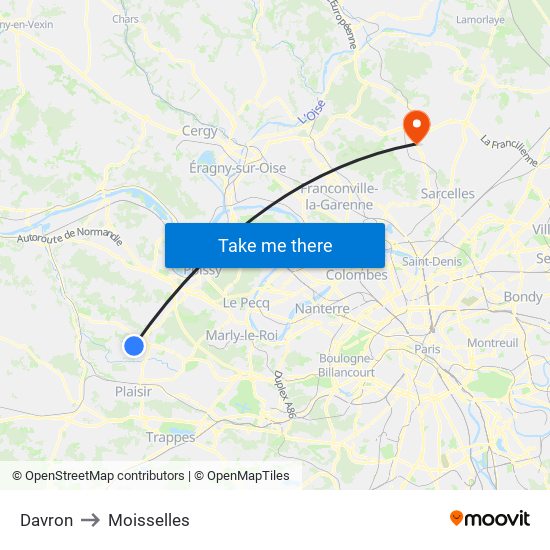 Davron to Moisselles map