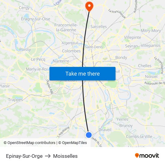 Epinay-Sur-Orge to Moisselles map