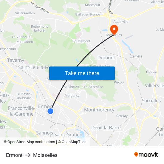 Ermont to Moisselles map