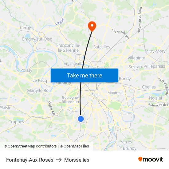 Fontenay-Aux-Roses to Moisselles map