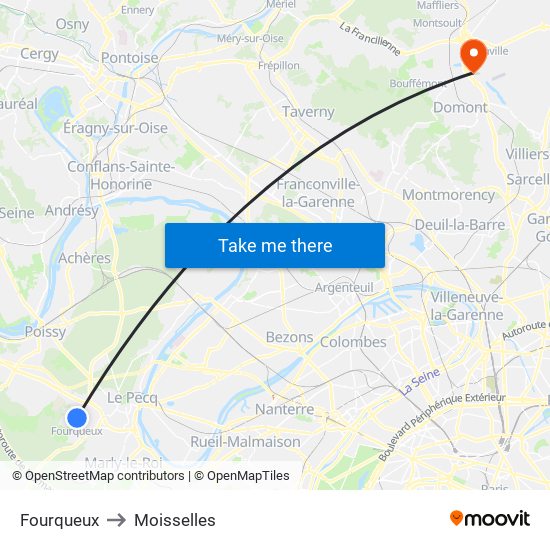 Fourqueux to Moisselles map