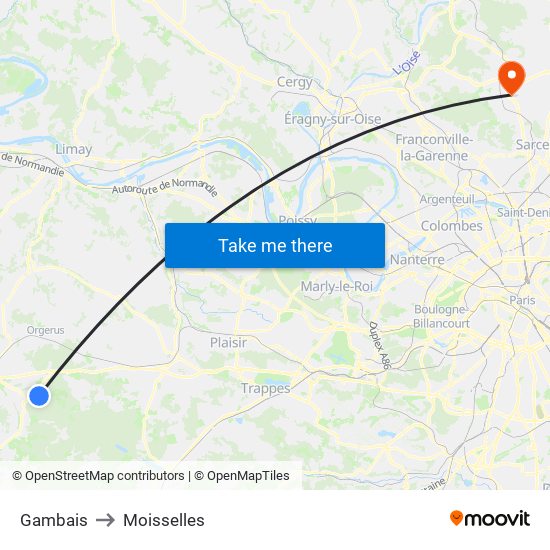 Gambais to Moisselles map