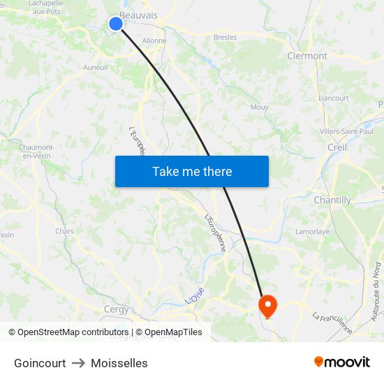 Goincourt to Moisselles map