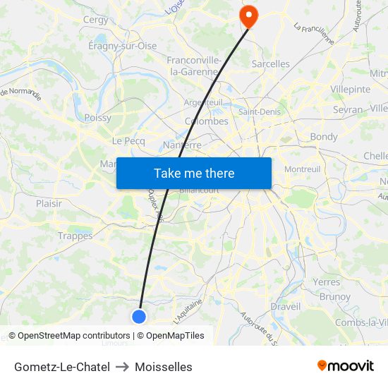 Gometz-Le-Chatel to Moisselles map