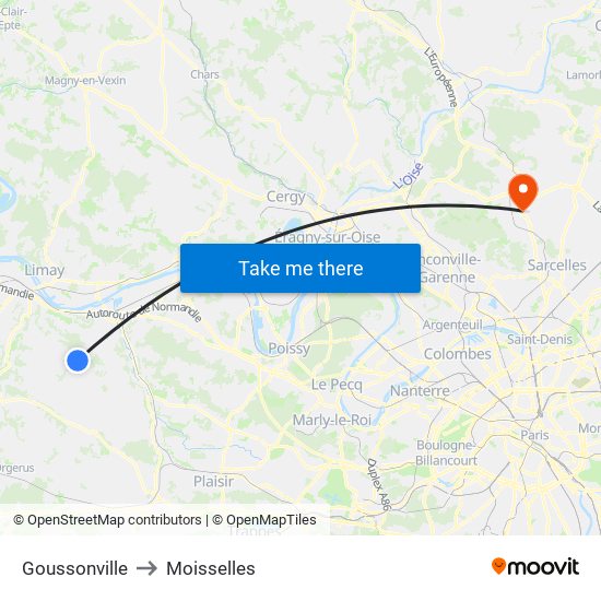 Goussonville to Moisselles map