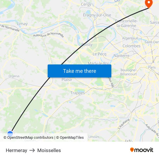 Hermeray to Moisselles map