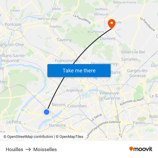 Houilles to Moisselles map