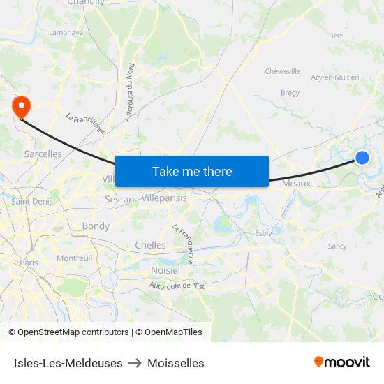Isles-Les-Meldeuses to Moisselles map