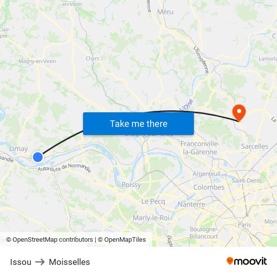 Issou to Moisselles map