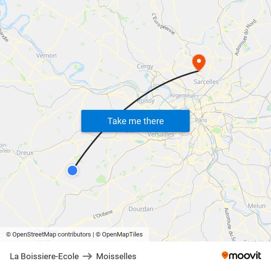 La Boissiere-Ecole to Moisselles map