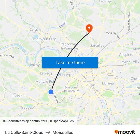 La Celle-Saint-Cloud to Moisselles map