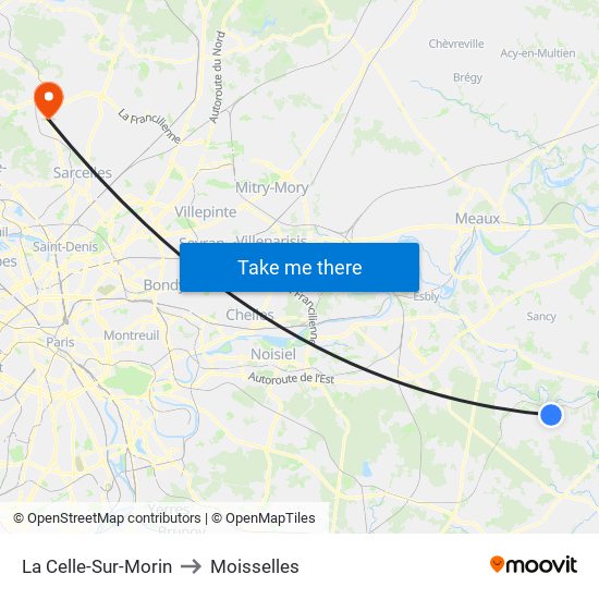 La Celle-Sur-Morin to Moisselles map