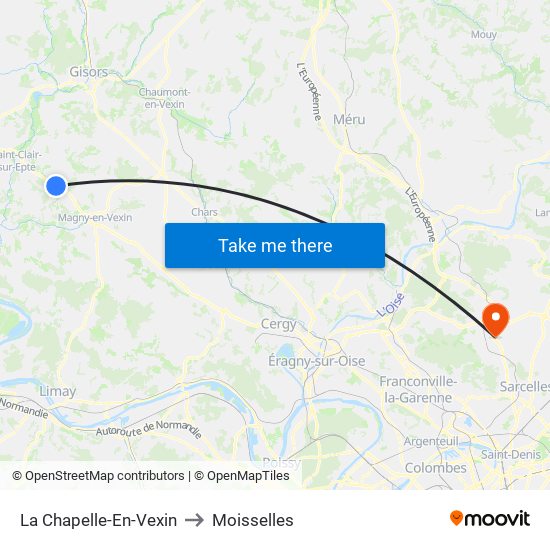 La Chapelle-En-Vexin to Moisselles map