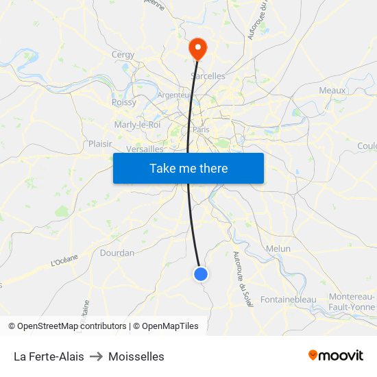 La Ferte-Alais to Moisselles map