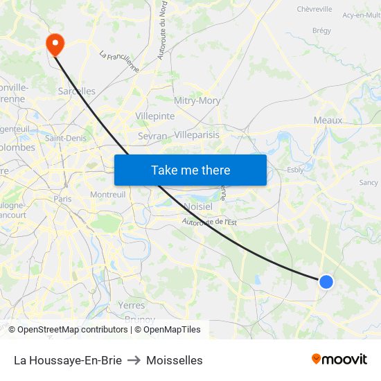 La Houssaye-En-Brie to Moisselles map