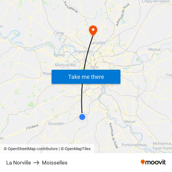 La Norville to Moisselles map