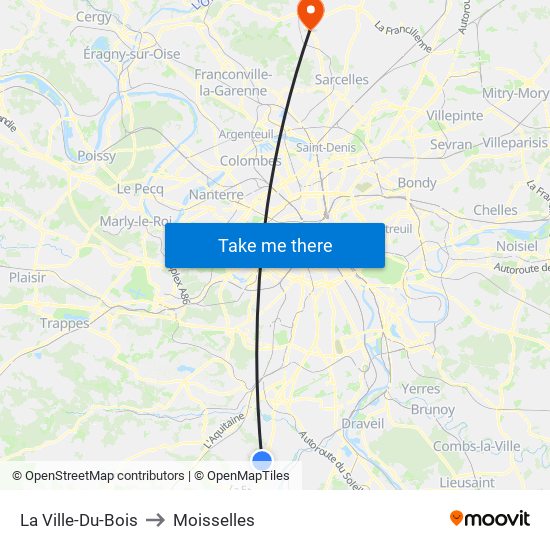 La Ville-Du-Bois to Moisselles map