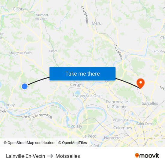 Lainville-En-Vexin to Moisselles map