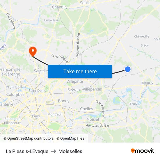 Le Plessis-L'Eveque to Moisselles map
