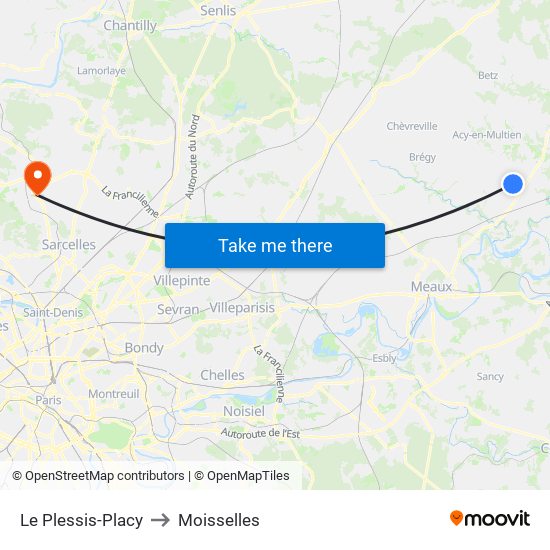 Le Plessis-Placy to Moisselles map