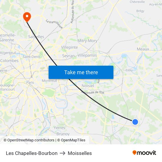 Les Chapelles-Bourbon to Moisselles map