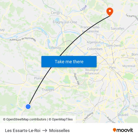 Les Essarts-Le-Roi to Moisselles map