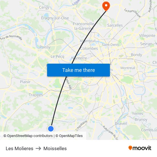 Les Molieres to Moisselles map