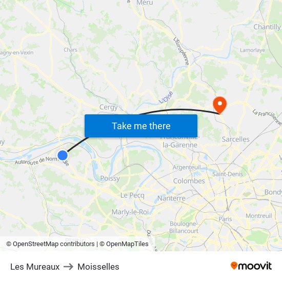 Les Mureaux to Moisselles map