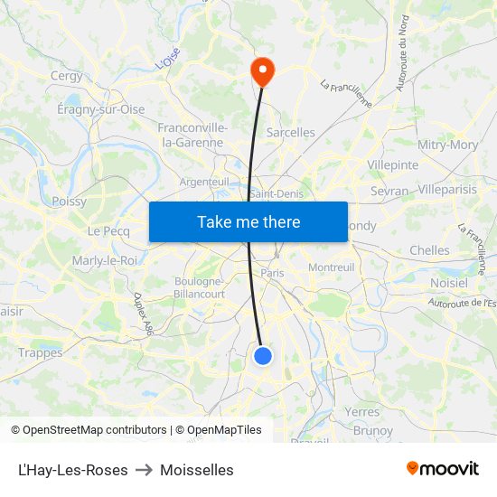 L'Hay-Les-Roses to Moisselles map