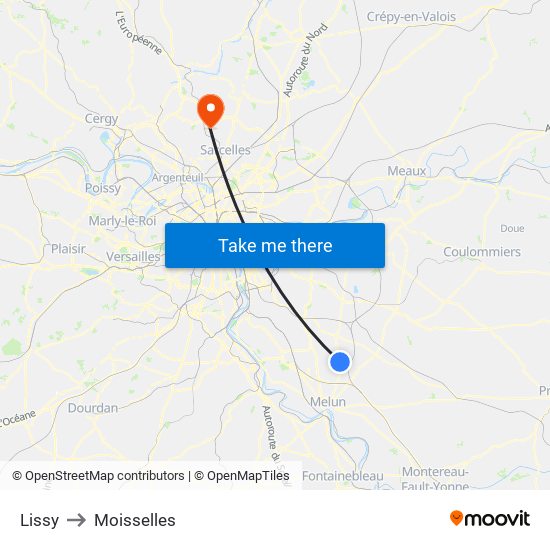 Lissy to Moisselles map