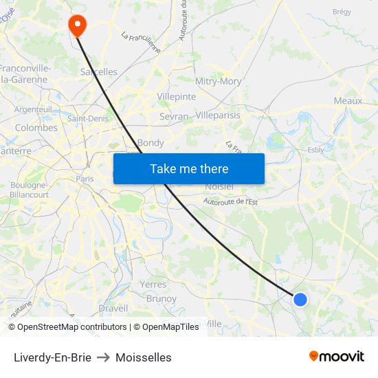 Liverdy-En-Brie to Moisselles map