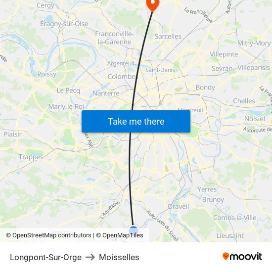 Longpont-Sur-Orge to Moisselles map