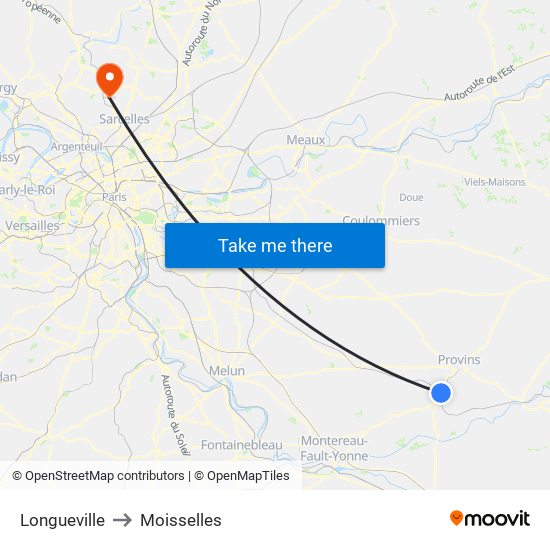 Longueville to Moisselles map