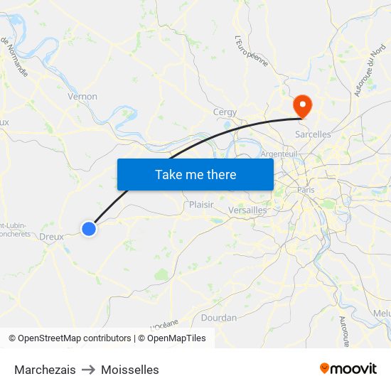 Marchezais to Moisselles map