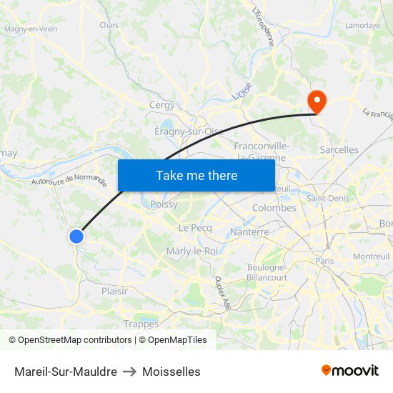 Mareil-Sur-Mauldre to Moisselles map