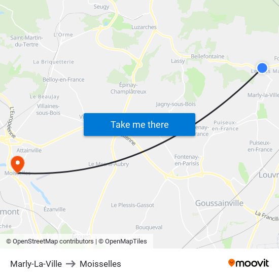 Marly-La-Ville to Moisselles map