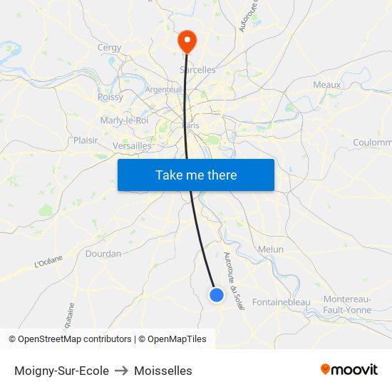 Moigny-Sur-Ecole to Moisselles map