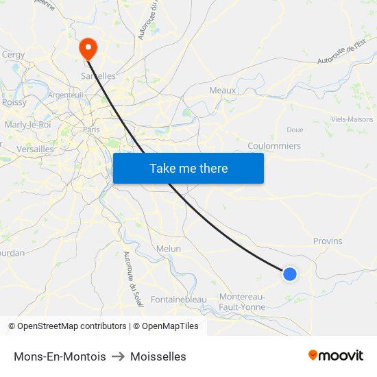 Mons-En-Montois to Moisselles map