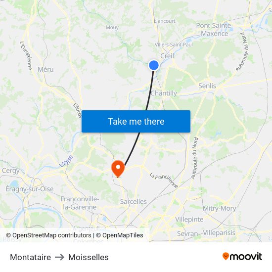 Montataire to Moisselles map