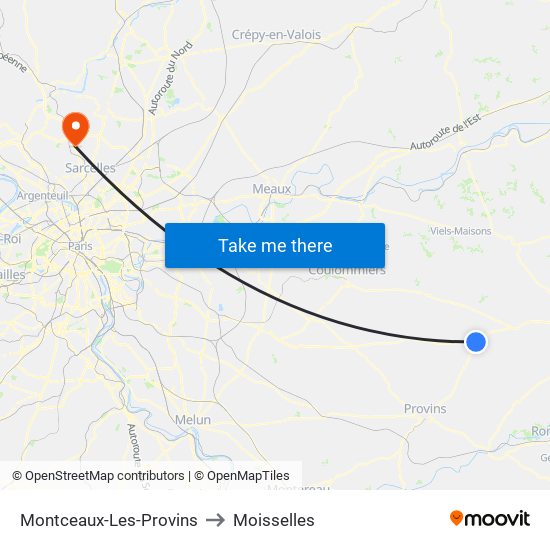 Montceaux-Les-Provins to Moisselles map