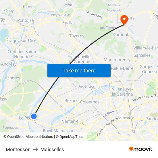 Montesson to Moisselles map