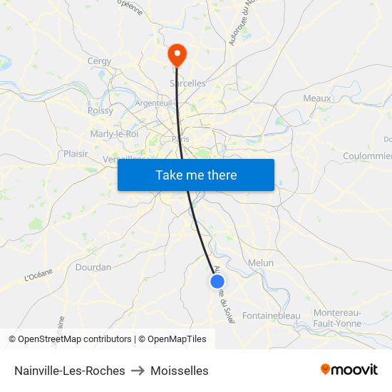 Nainville-Les-Roches to Moisselles map