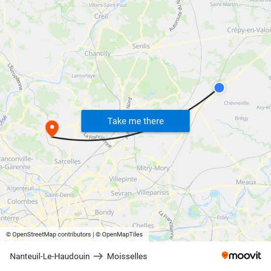 Nanteuil-Le-Haudouin to Moisselles map