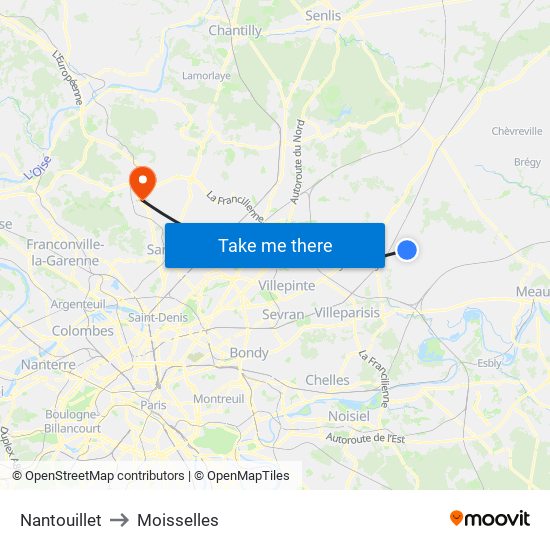 Nantouillet to Moisselles map