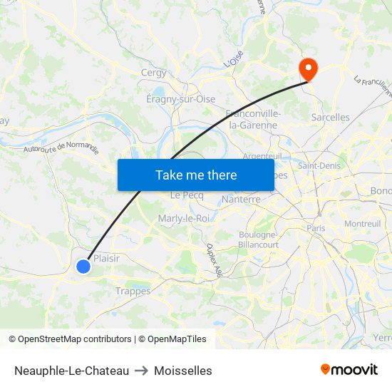 Neauphle-Le-Chateau to Moisselles map