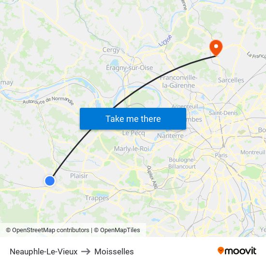 Neauphle-Le-Vieux to Moisselles map